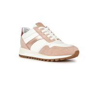 (Brown, 6 (Adults')) Geox D Tabelya Leather Bovine Suede- Textile Woven Polyester- Synthetic Nylon Women's Nude/White Trainers