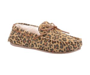 (Brown, 6 (Adults')) Hush Puppies Allie Suede Women's Leopard Slippers