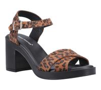 (Brown, 6 (Adults')) Hush Puppies Georgia Leather Women's Leopard Sandals