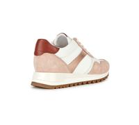 (Brown, 7.5 (Adults')) Geox D Tabelya Leather Bovine Suede- Textile Woven Polyester- Synthetic Nylon Women's Nude/White Trainers