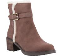 (Brown, 7 (Adults')) TOMS Hailey Buckle Leather Women's Oak Brown Heeled Ankle Boots