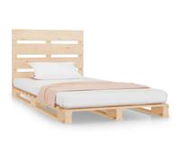 vidaXL Bed Frame 75x190 cm Solid Wood Pine Small Single, Brown