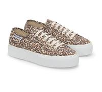 Women's Superga 2740 Leopard Print Canvas Women's Leopard Trainers - Brown - Size: 8