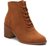 (Brown, 8 (Adults')) TOMS Evelyn Leather Women's Tan Heeled Ankle Boots