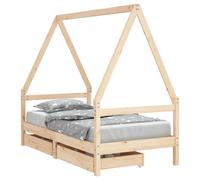 (brown, 80 x 160 cm) vidaXL Kids Bed Frame with Drawers Bed Base Children's Bed Solid Wood Pine