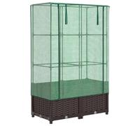 (brown, 80 x 40 x 138 cm) vidaXL Raised Bed with Greenhouse Cover Plant Box Garden Planter Rattan Look