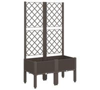 vidaXL Brown Rattan-Look Garden Planter with Trellis - 80x40x142 cm PP, Spacious Outdoor Plant Container for Patio/Garden