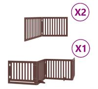 vidaXL Dog Gate with Door Foldable 8 Panels Brown 640 cm Poplar Wood, Brown