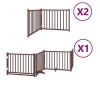 vidaXL Dog Gate with Door Foldable 8 Panels Brown 640 cm Poplar Wood, Brown
