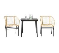 vidaXL 3 Piece Garden Dining Set Brown Poly Rattan Glass, Brown
