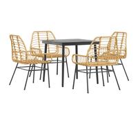 (brown, 80 x 80 x 74 cm 4 piece) vidaXL Garden Dining Set Poly Rattan Glass outdoor dining set