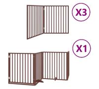 (brown, 80 x 90 x 2 cm/ 10 pcs) vidaXL Dog Gate with Door Foldable Dog Fence Dog Door Pet Gate Poplar Wood