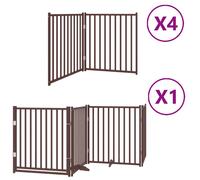 (brown, 80 x 90 x 2 cm/ 12 pcs) vidaXL Dog Gate with Door Foldable Panels Dog Fence Gate White Poplar Wood