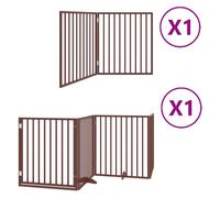 (brown, 80 x 90 x 2 cm/ 6 pcs) vidaXL Dog Gate with Door Foldable Dog Fence Dog Door Pet Gate Poplar Wood