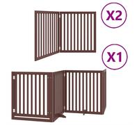 vidaXL Dog Gate with Door Foldable 8 Panels Brown 640 cm Poplar Wood
