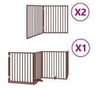 (brown, 80 x 90 x 2 cm/ 8 pcs) vidaXL Dog Gate with Door Foldable Dog Fence Dog Door Pet Gate Poplar Wood