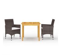 (brown, 85 cm table length/ 3 piece) vidaXL Garden Dining Set with Cushions Black|Brown Multi Sizes 3/5/7/9 Piece