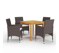 (brown, 85 cm table length/ 5 piece) vidaXL Garden Dining Set with Cushions Black|Brown Multi Sizes 3/5/7/9 Piece