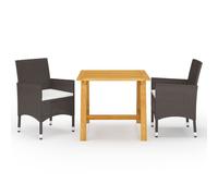 vidaXL 3 Piece Garden Dining Set with Cushions Brown, Brown