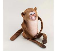 (Brown) 9.8" Light Brown Mischief Monkey Plush with Magnetic Prankster | Polyester Fiber, Hanging Fridge Gag Gift & Playful Office Game Accessory