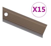 vidaXL Stair Nosings L-Shape - Brown Aluminum/Stair Edge Profiles - Includes Anti-Slip Insert & Easy Install - 15 pcs, 90 x 3.5 x 3 cm for Home, Office, Indoor