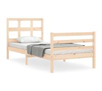 (brown, 90 x 190 cm) vidaXL Bed Frame Platform Bed with Headboard Grey Super King Size Solid Wood