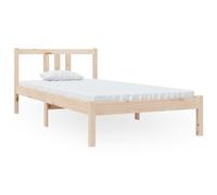 Bed frame Solid pine natural 90x190 cm slatted single with headboard easy fit UK
