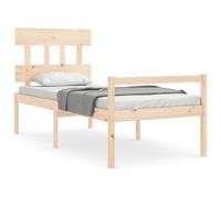 (brown, 90 x 200 cm/high) vidaXL Bed Frame with Headboard Mattress Foundation Bed Base Single Solid Wood