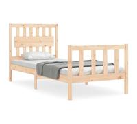 (brown, 90 x 200 cm) vidaXL Bed Frame Bed Base Platform Bed with Headboard Grey Single Solid Wood