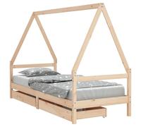 (brown, 90 x 200 cm) vidaXL Kids Bed Frame with Drawers Bed Base Children's Bed Solid Wood Pine