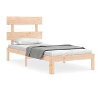 vidaXL Bed Frame With Headboard 90X200 cm Solid Wood, Brown
