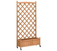 (brown, 90 x 35 x 187.5 cm) vidaXL Planter with Trellis Raised Bed Garden Planter Brown Solid Wood Fir