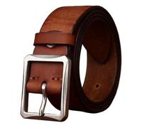 Brown A,100CM/39.4'',Mens Belt Leather for Jeans, Vintage Stainless Steel Square Buckle, Unisex Full Grain Genuine Leather Belt for Casual Dress