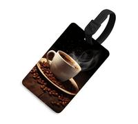 Brown A Cup of Coffee Luggage Tag for Suitcases TSA Approved with Name Id Card Suitcase Tags Identifiers Black Strap Clear Window Personalized Baggage Tag for Cruise Airport Travel Essentials