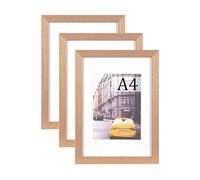 Brown A4 Picture Frame Set of 3 with Mount,A4 Poster Frame, certificate frame for Freestanding and Wall Mountable Display for Home, Office,Gallery,Holiday with Photos, Posters, Puzzles