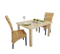 Brown Abaca Woven Dining Chairs Set of 4, Solid Mango Wood, 47x50x97 cm