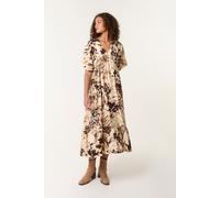 Brown Abstract Animal Print Dress Blue Vanilla Brown M/L