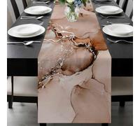 Brown Abstract Table Runner 16x72 Inches Long Silver Marble Ripples Cotton Linen Table Runner Burlap Style for Dinner Table Party Decor Tabletop Decorations