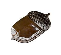 Brown Acorn 15cm Ceramic Trinket Utensil Spoon Rest Dish Tray