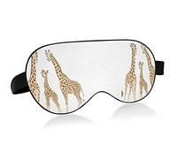 Brown Adult Giraffe and Baby Giraffe Family On White Eye Masks Cover Blocks Light Sleep Mask Shade Cover Blindfold Relaxing Eyeshade Cover with Adjustable Head Strap for Men Women Kids