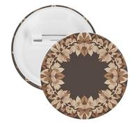 Brown Aesthetic Floral Wreath Badge Metal Round Pins, Lightweight Brooch for Backpack, Fashion Button Pins Badge for Shirts, Jackets, Shawl Coat, Unisex, 5PCS, Tinplate, metal round pins