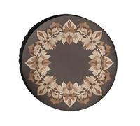 Brown Aesthetic Floral Wreath Spare Tire Cover, 34inch Oxford Wheel Protector Travel Accessories, Waterproof Dustproof Wheel Tire Covers for RV Jeep SUV Camper Truck