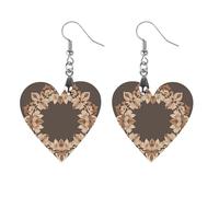 Brown Aesthetic Floral Wreath Wooden Earrings for Women, Vintage Elegant Wood Jewelry, Lightweight Earrings for Wedding, Party, Everyday Jewelry Gift, Star, Wood, wood