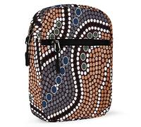 Brown African Tribal Aboriginal Ethnic Style Dots River Adjustable Fanny Waist Pack Pouch, Waterproof Crossbody Runners Bag Wallet for Gym Hiking Fitness Women Men 6.1 x 2.2 x 7.9 inch