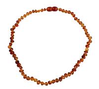 Brown Amber Beaded Necklace, 12.6 In, Unique Design