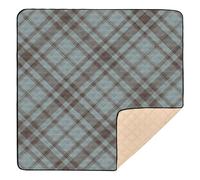 Brown American Vintage Plaid Large Non-Slip Baby Gym & Activity Mat for Floor Waterproof Playroom Activity Mat for Babies Infants Toddlers, 50'' x 50''