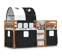 (brown and black, 90 x 190 cm) vidaXL Bunk Bed with Curtains Bed Frame White&Black 90x200 cm Solid Wood Pine