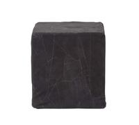 Brown and Black Patchwork Cube Pouffe Suede Leather 36 x 36 x 38 cm