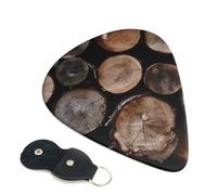 Brown And Black Wood Logs 6 Pack Guitar Picks With Holder, Personalized Guitar Plectrums Non-Slip Portable Ukulele Bass Picks 0.71mm For Acoustic Guitar Lovers Gifts