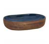 (brown and blue, 59 x 40 x 14 cm) vidaXL Countertop Basin Bathroom Sink Wash Basin Vessel Sink Oval Ceramic